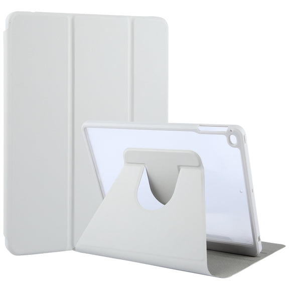 For iPad 9.7 2018 & 2017 / Air / Air2 GEBEI Acrylic TPU 3-folding Rotating Smart Tablet Leather Case withh Pen Slot(Grey)