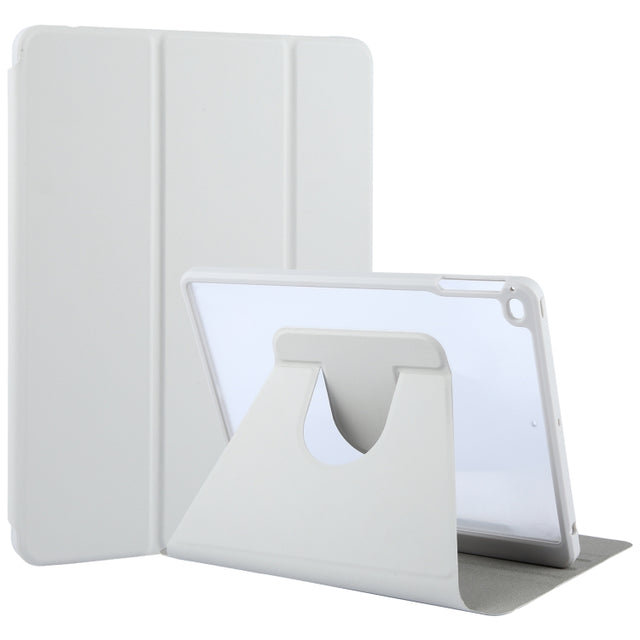 For iPad 9.7 2018 & 2017 / Air / Air2 GEBEI Acrylic TPU 3-folding Rotating Smart Tablet Leather Case withh Pen Slot(Grey)