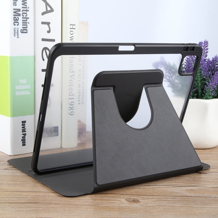 For iPad 2025 / 2022 GEBEI Acrylic TPU 3-folding Rotating Smart Tablet Leather Case withh Pen Slot(Black)