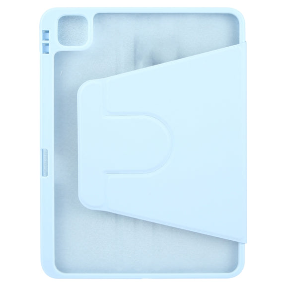 For iPad Pro 11 2024 GEBEI Acrylic TPU 3-folding Rotating Smart Tablet Leather Case withh Pen Slot(Sky Blue)