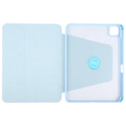 For iPad Pro 11 2024 GEBEI Acrylic TPU 3-folding Rotating Smart Tablet Leather Case withh Pen Slot(Sky Blue)