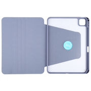 For iPad Pro 11 2024 GEBEI Acrylic TPU 3-folding Rotating Smart Tablet Leather Case withh Pen Slot(Light Purple)