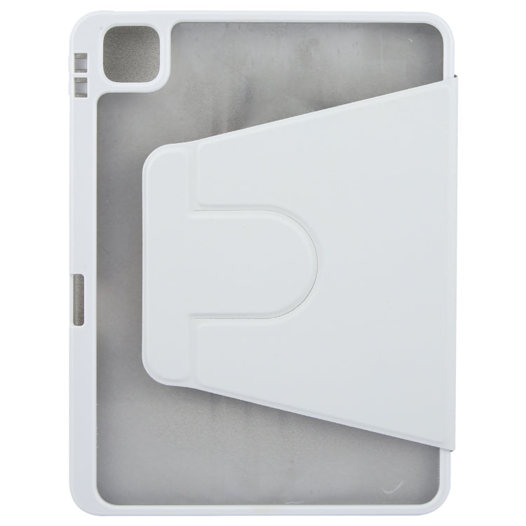 For iPad Pro 11 2024 GEBEI Acrylic TPU 3-folding Rotating Smart Tablet Leather Case withh Pen Slot(Grey)