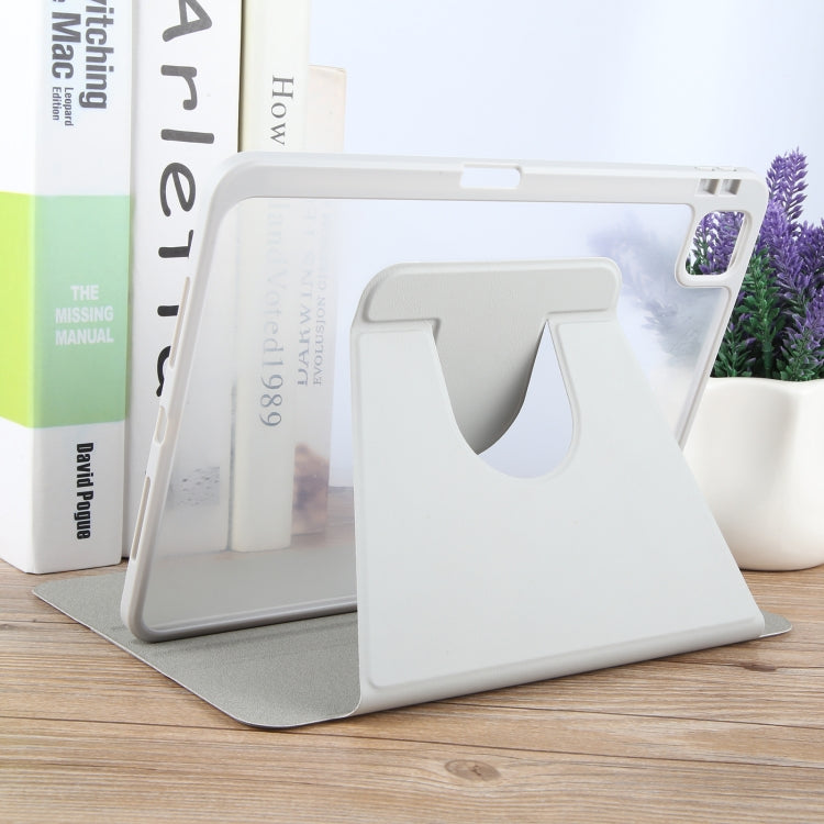 For iPad Pro 11 2024 GEBEI Acrylic TPU 3-folding Rotating Smart Tablet Leather Case withh Pen Slot(Grey)