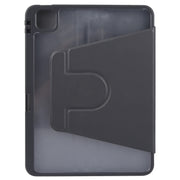 For iPad Pro 11 2024 GEBEI Acrylic TPU 3-folding Rotating Smart Tablet Leather Case withh Pen Slot(Black)