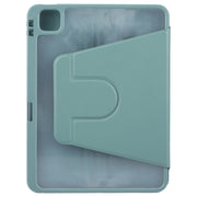 For iPad Pro 13 2024 GEBEI Acrylic TPU 3-folding Rotating Smart Tablet Leather Case withh Pen Slot(Dark Green)