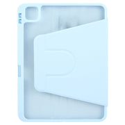 For iPad Pro 13 2024 GEBEI Acrylic TPU 3-folding Rotating Smart Tablet Leather Case withh Pen Slot(Sky Blue)