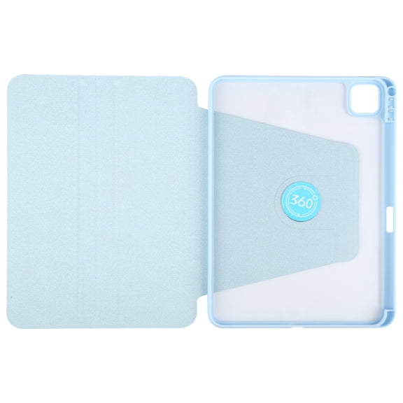 For iPad Pro 13 2024 GEBEI Acrylic TPU 3-folding Rotating Smart Tablet Leather Case withh Pen Slot(Sky Blue)