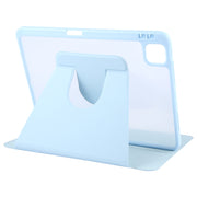 For iPad Pro 13 2024 GEBEI Acrylic TPU 3-folding Rotating Smart Tablet Leather Case withh Pen Slot(Sky Blue)