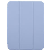 For iPad Pro 13 2024 GEBEI Acrylic TPU 3-folding Rotating Smart Tablet Leather Case withh Pen Slot(Light Purple)