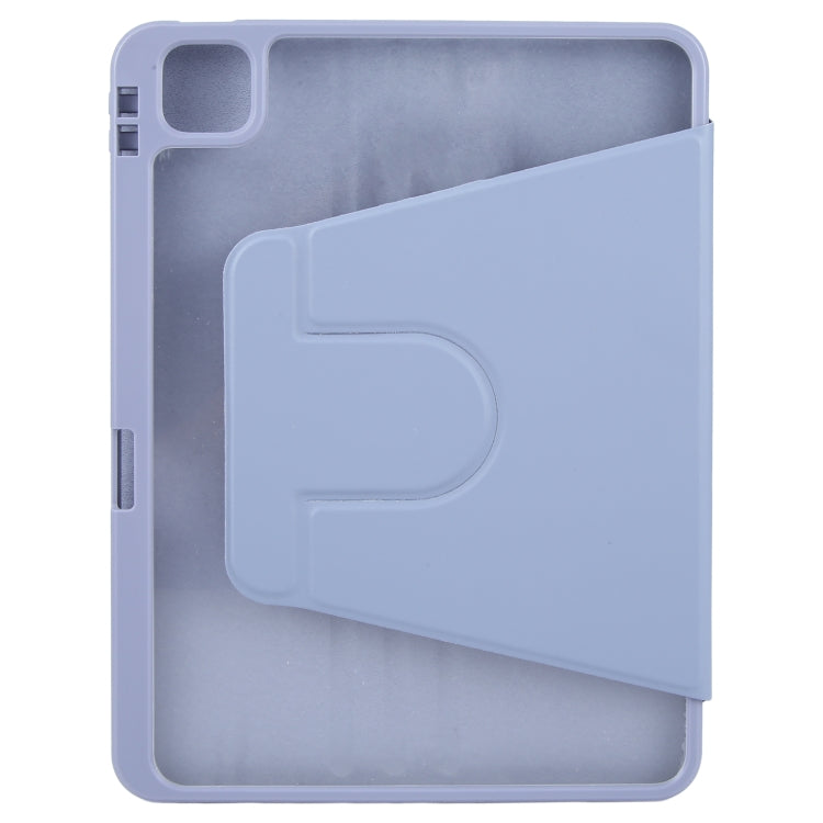 For iPad Pro 13 2024 GEBEI Acrylic TPU 3-folding Rotating Smart Tablet Leather Case withh Pen Slot(Light Purple)
