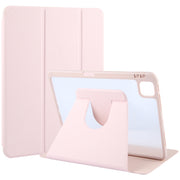 For iPad Pro 13 2024 GEBEI Acrylic TPU 3-folding Rotating Smart Tablet Leather Case withh Pen Slot(Pink)