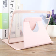 For iPad Pro 13 2024 GEBEI Acrylic TPU 3-folding Rotating Smart Tablet Leather Case withh Pen Slot(Pink)