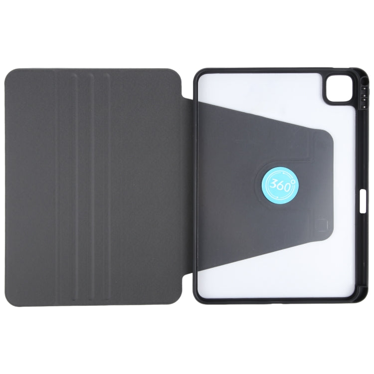 For iPad Pro 13 2024 GEBEI Acrylic TPU 3-folding Rotating Smart Tablet Leather Case withh Pen Slot(Black)