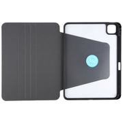 For iPad Pro 13 2024 GEBEI Acrylic TPU 3-folding Rotating Smart Tablet Leather Case withh Pen Slot(Black)