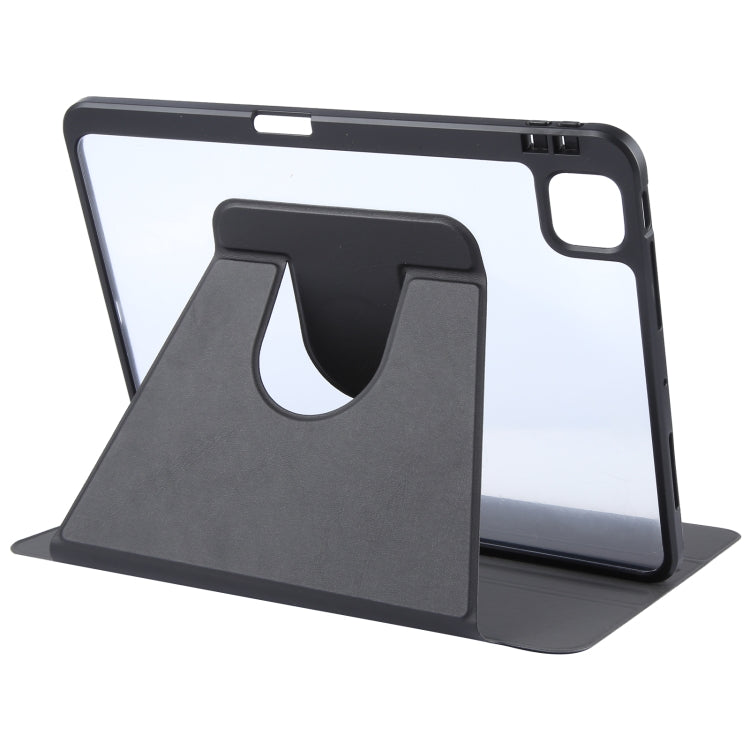 For iPad Pro 13 2024 GEBEI Acrylic TPU 3-folding Rotating Smart Tablet Leather Case withh Pen Slot(Black)