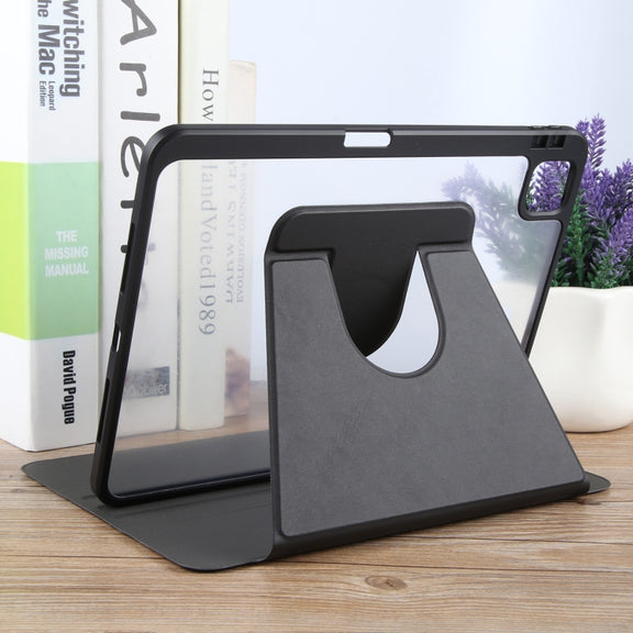 For iPad Pro 13 2024 GEBEI Acrylic TPU 3-folding Rotating Smart Tablet Leather Case withh Pen Slot(Black)