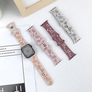 For Apple Watch Series 10 46mm Colorful Butterfly Pattern 8-shaped Buckle Silicone Watch Band(White Black)