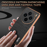 For vivo X100 Pro 5G / X100s Pro AZNS Electroplated Frame Crocodile Texture Full Coverage Phone Case(Brown)