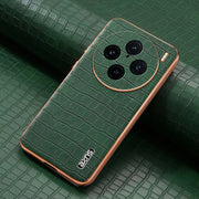 For vivo X100 Pro 5G / X100s Pro AZNS Electroplated Frame Crocodile Texture Full Coverage Phone Case(Green)