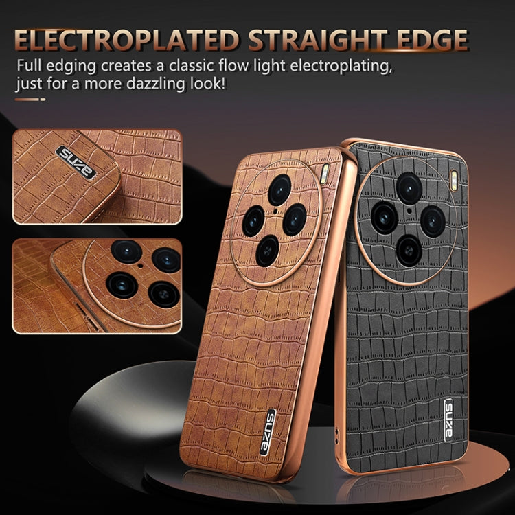For vivo X100 Pro 5G / X100s Pro AZNS Electroplated Frame Crocodile Texture Full Coverage Phone Case(Blue)