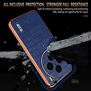 For vivo X100 Pro 5G / X100s Pro AZNS Electroplated Frame Crocodile Texture Full Coverage Phone Case(Blue)