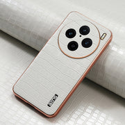 For vivo X100 Pro 5G / X100s Pro AZNS Electroplated Frame Crocodile Texture Full Coverage Phone Case(White)