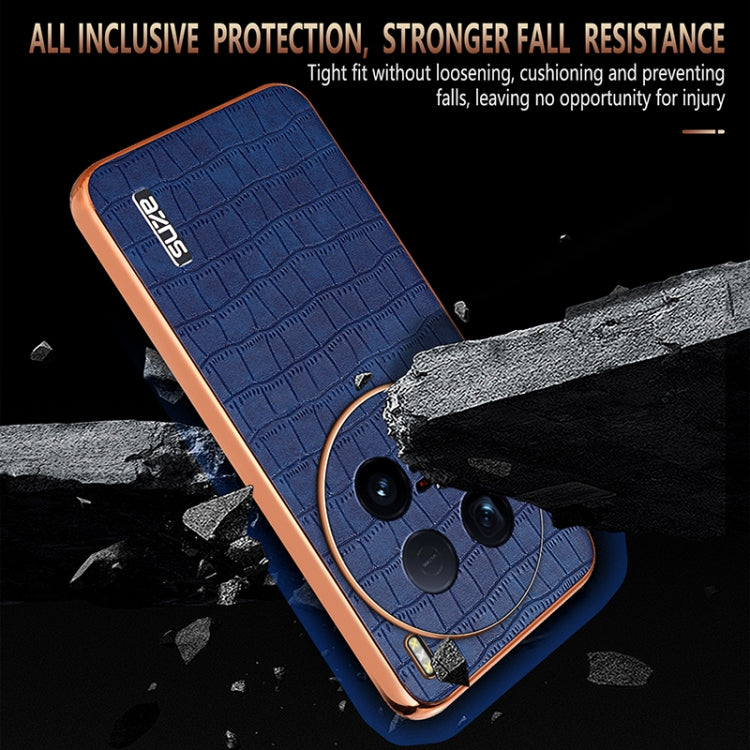 For vivo X100 Ultra AZNS Electroplated Frame Crocodile Texture Full Coverage Phone Case(Black)