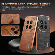 For vivo X100 Ultra AZNS Electroplated Frame Crocodile Texture Full Coverage Phone Case(Green)