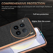 For vivo X100 Ultra AZNS Electroplated Frame Crocodile Texture Full Coverage Phone Case(Blue)