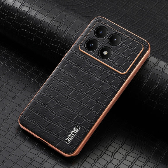 For Redmi K70 / K70 Pro AZNS Electroplated Frame Crocodile Texture Full Coverage Phone Case(Black)