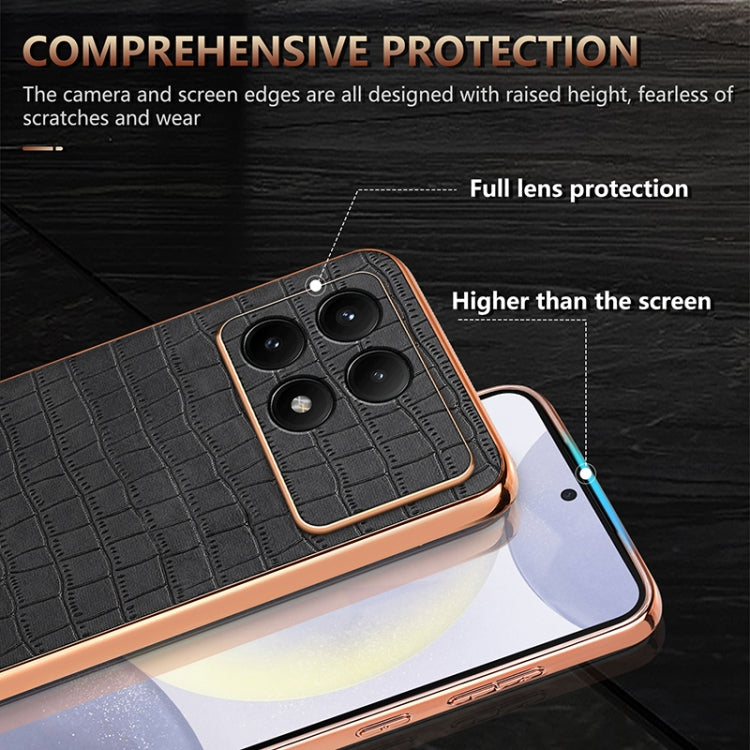 For Redmi K70 / K70 Pro AZNS Electroplated Frame Crocodile Texture Full Coverage Phone Case(Black)