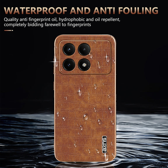 For Redmi K70 / K70 Pro AZNS Electroplated Frame Crocodile Texture Full Coverage Phone Case(Black)
