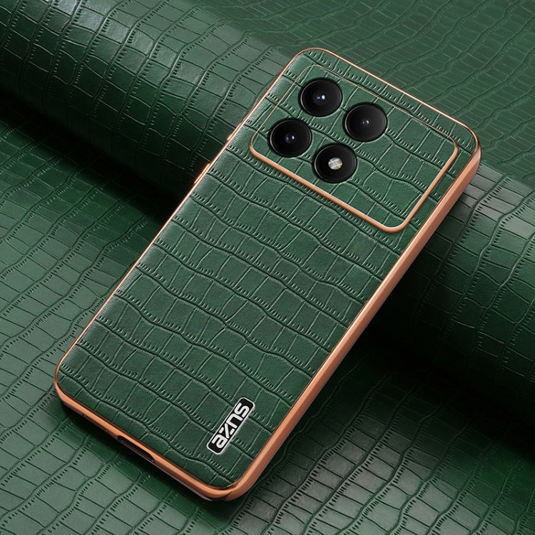 For Redmi K70 / K70 Pro AZNS Electroplated Frame Crocodile Texture Full Coverage Phone Case(Green)