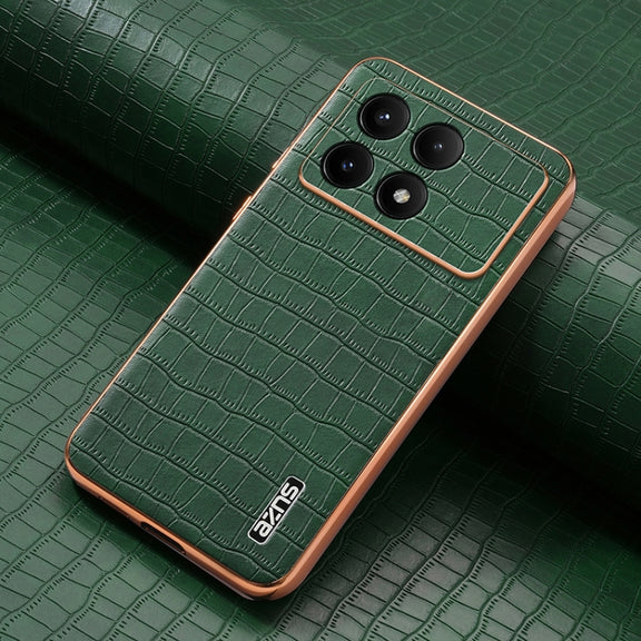 For Redmi K70 / K70 Pro AZNS Electroplated Frame Crocodile Texture Full Coverage Phone Case(Green)
