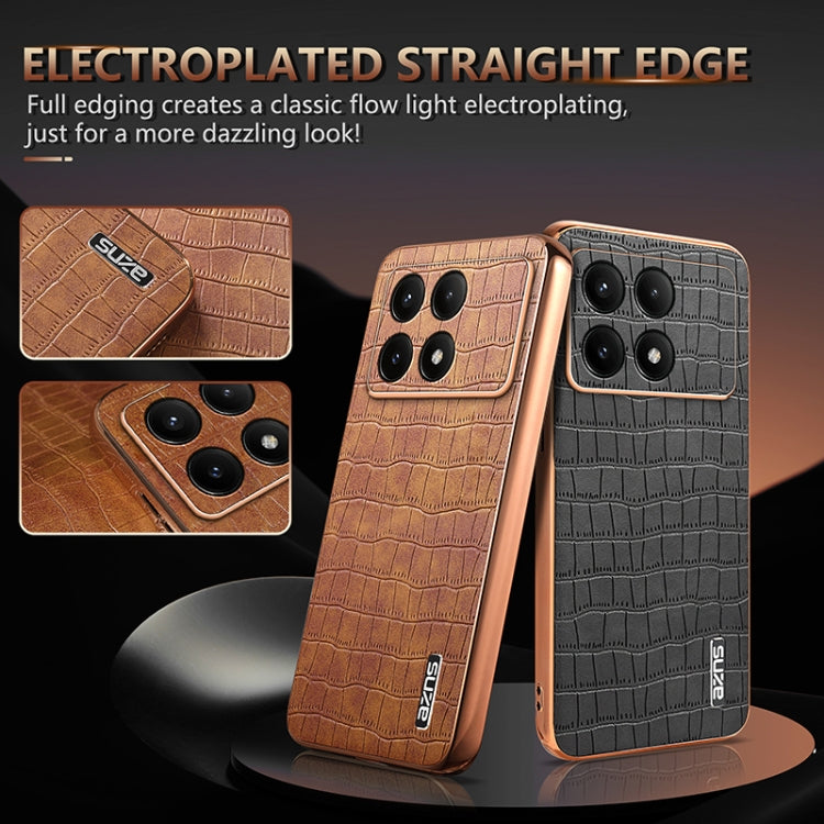 For Redmi K70 / K70 Pro AZNS Electroplated Frame Crocodile Texture Full Coverage Phone Case(Blue)
