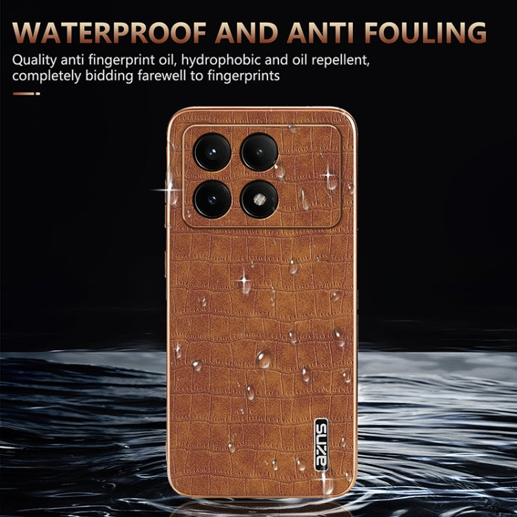 For Redmi K70 / K70 Pro AZNS Electroplated Frame Crocodile Texture Full Coverage Phone Case(Blue)