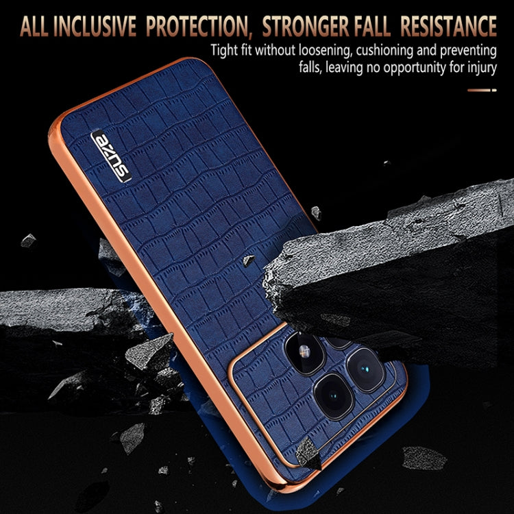 For Redmi K70 Ultra AZNS Electroplated Frame Crocodile Texture Full Coverage Phone Case(Black)