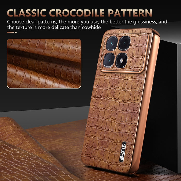 For Redmi K70 Ultra AZNS Electroplated Frame Crocodile Texture Full Coverage Phone Case(Black)