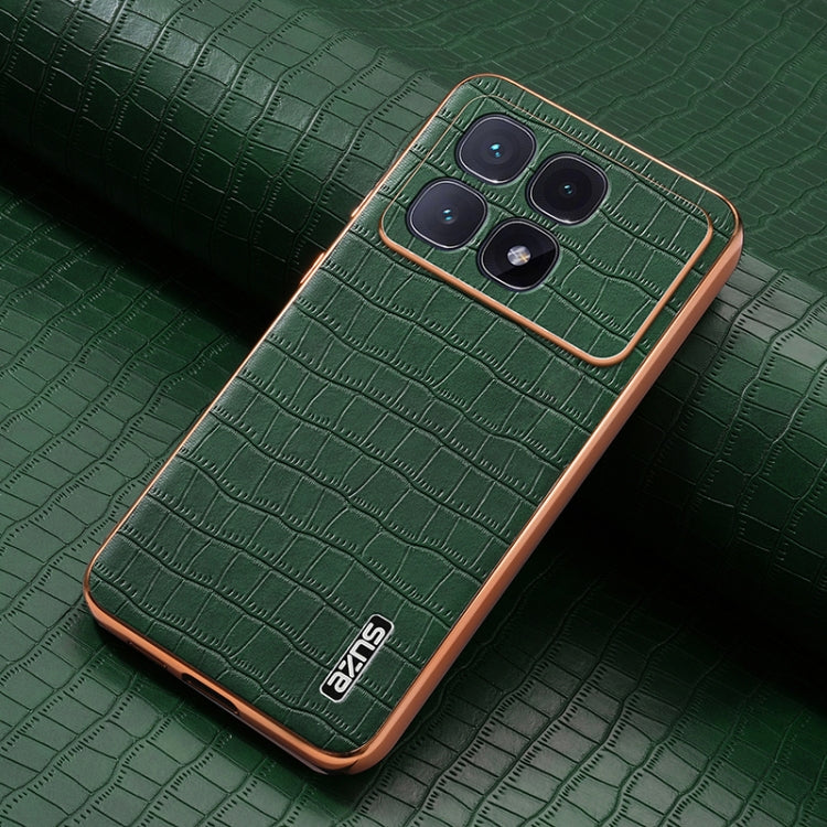 For Redmi K70 Ultra AZNS Electroplated Frame Crocodile Texture Full Coverage Phone Case(Green)