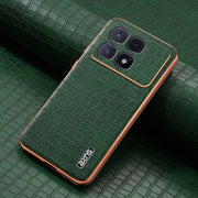 For Redmi K70 Ultra AZNS Electroplated Frame Crocodile Texture Full Coverage Phone Case(Green)