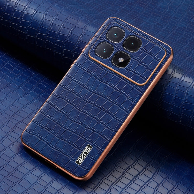 For Redmi K70 Ultra AZNS Electroplated Frame Crocodile Texture Full Coverage Phone Case(Blue)