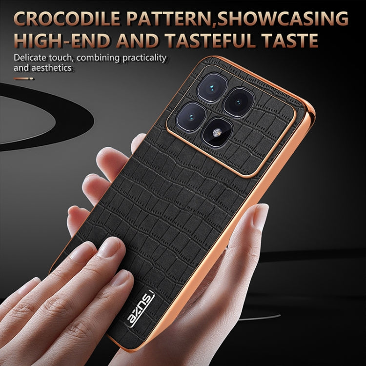 For Redmi K70 Ultra AZNS Electroplated Frame Crocodile Texture Full Coverage Phone Case(Blue)