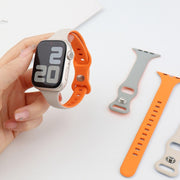 For Apple Watch SE 40mm Two Color Slim Butterfly Buckle Silicone Watch Band(Starlight Orange)