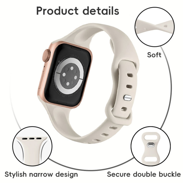 For Apple Watch SE 40mm Two Color Slim Butterfly Buckle Silicone Watch Band(Starlight Orange)