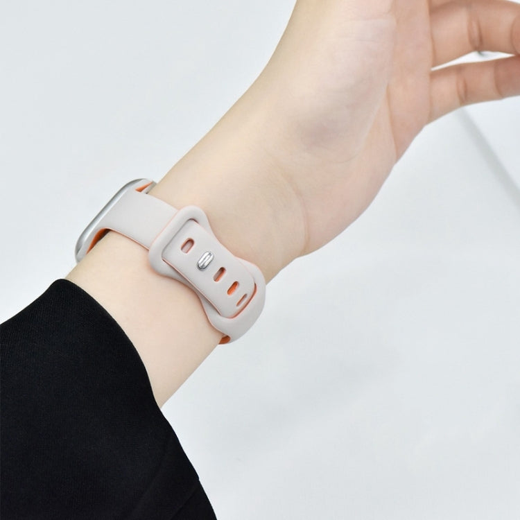 For Apple Watch SE 44mm Two Color Slim Butterfly Buckle Silicone Watch Band(Black Orange)