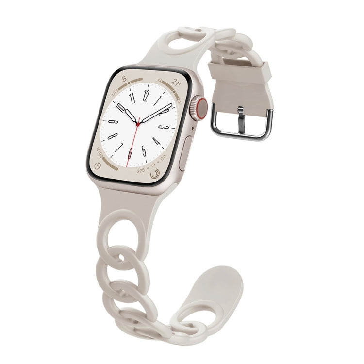 For Apple Watch Series 7 45mm Donut Hollow Silicone Watch Band(Starlight)