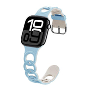 For Apple Watch Series 10 46mm Donut Hollow Silicone Watch Band(Sky Blue Starlight)