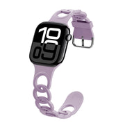 For Apple Watch Series 10 42mm Donut Hollow Silicone Watch Band(Light Purple)