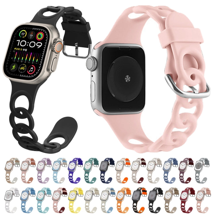 For Apple Watch Series 10 46mm Donut Hollow Silicone Watch Band(Wine Red)